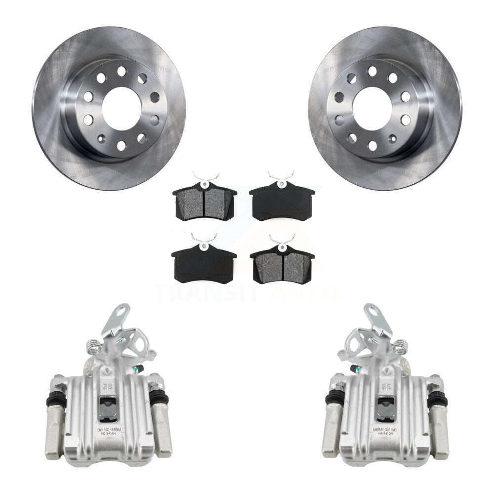 Rear Disc Brake Caliper Rotors Semi-Metallic Pad Kit For Volkswagen Jetta Beetle Audi A3 KC8-100520S