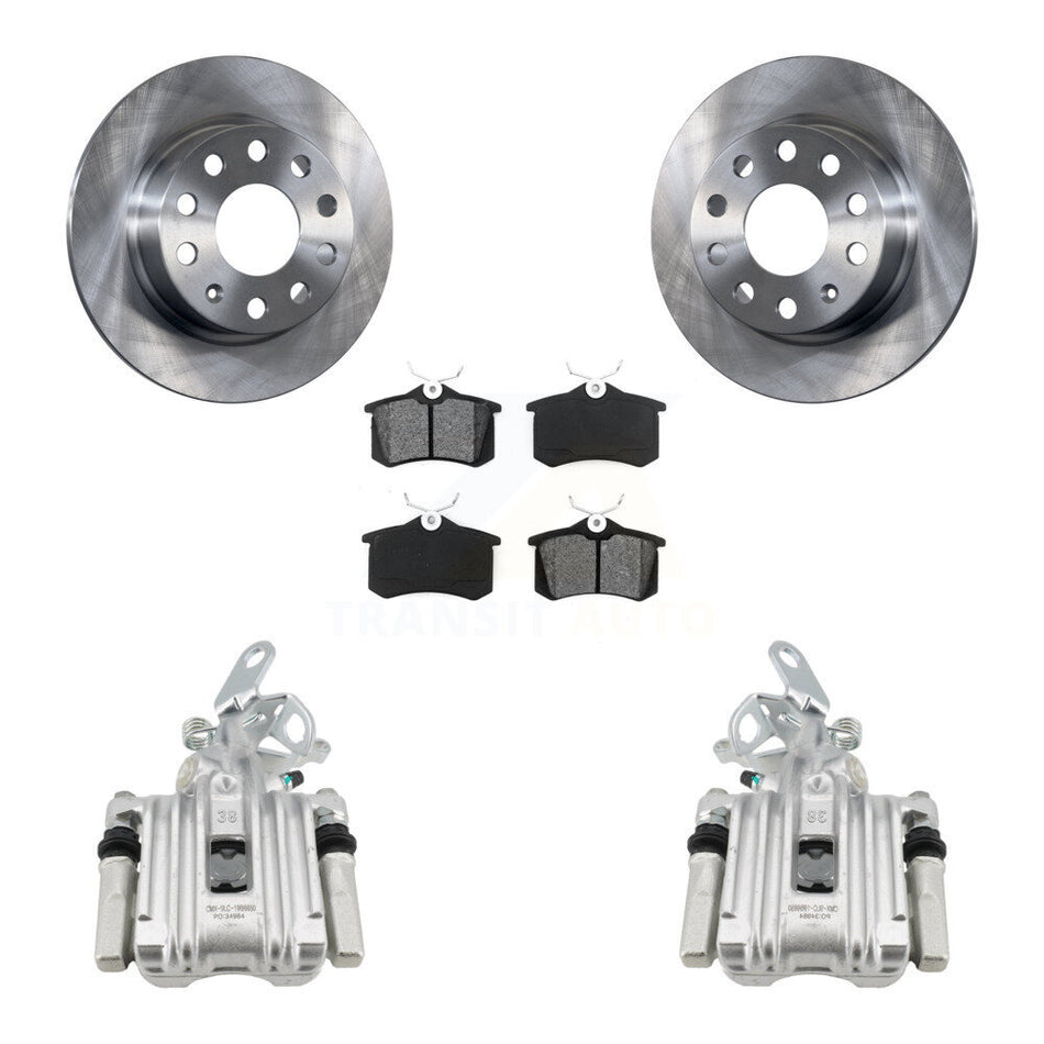 Rear Disc Brake Caliper Rotors Semi-Metallic Pad Kit For Volkswagen Jetta Beetle Audi A3 KC8-100520S