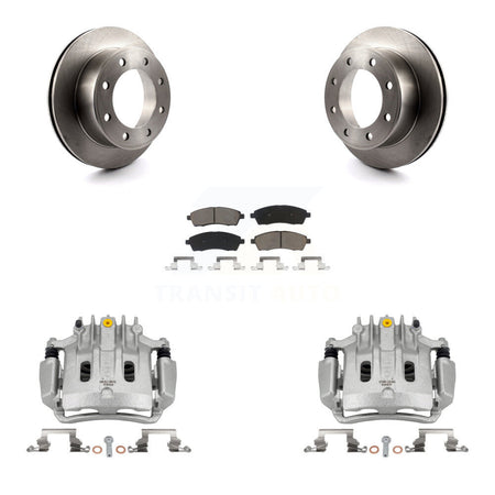 Rear Disc Brake Caliper Rotors Ceramic Pad Kit For Ford F-350 Super Duty F-250 Excursion KC8-100524C