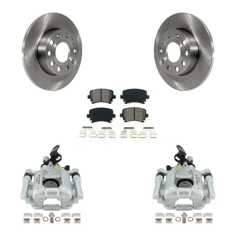 Rear Disc Brake Caliper Rotors And Semi-Metallic Pads Kit For 2010-2013 Audi A3 Quattro With 256mm Diameter Rotor KC8-100525S by Transit Auto