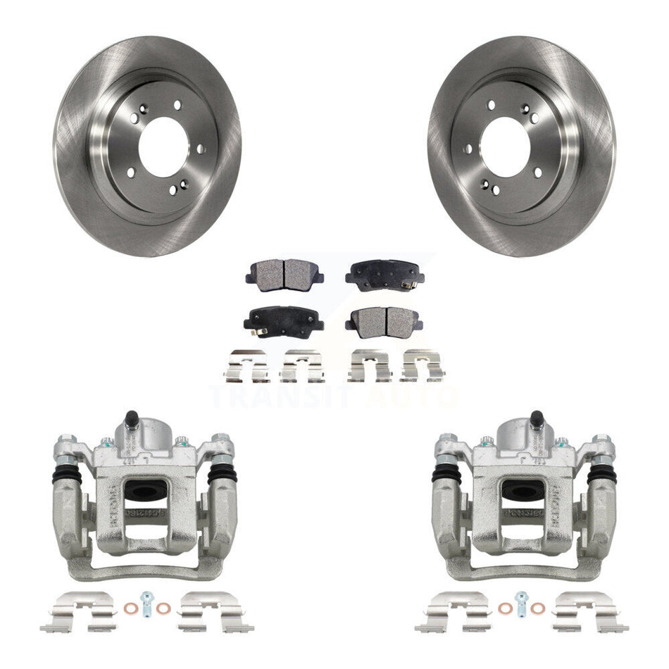 Rear Disc Brake Caliper Rotors And Semi-Metallic Pads Kit For 2013 Kia Optima 2.4L KC8-100533P