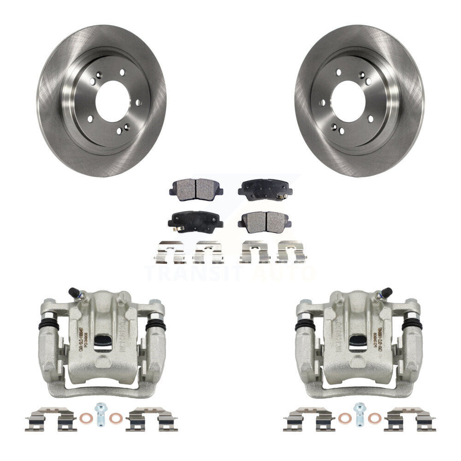 Rear Disc Brake Caliper Rotors And Semi-Metallic Pads Kit For 2013 Kia Optima 2.0L KC8-100534P