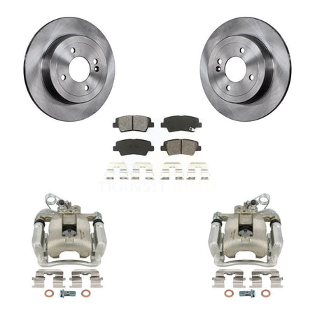 Rear Disc Brake Caliper Rotors And Semi-Metallic Pads Kit For 2012-2017 Kia Rio KC8-100534S by Transit Auto