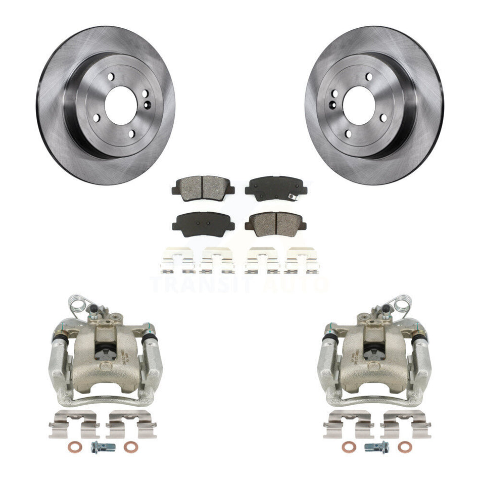 Rear Disc Brake Caliper Rotors And Semi-Metallic Pads Kit For 2012-2017 Kia Rio KC8-100534S