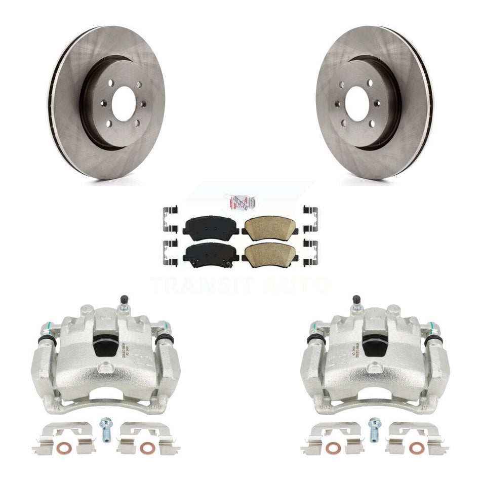 Front Disc Brake Caliper Rotors And Ceramic Pads Kit For Kia Rio KC8-100537N