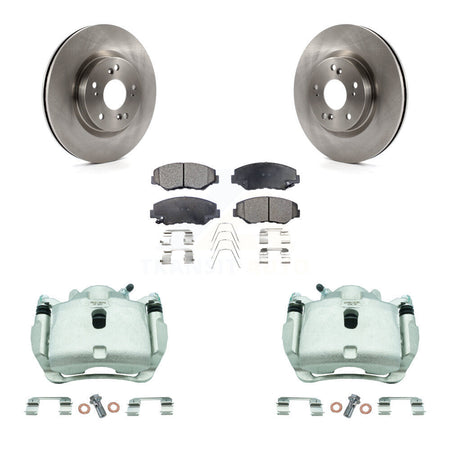 Front Disc Brake Caliper Rotors And Ceramic Pads Kit For 2012-2016 Honda CR-V FWD KC8-100537T