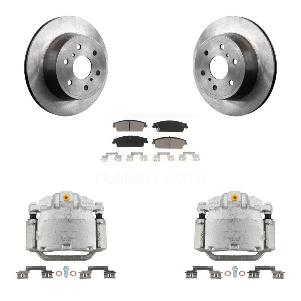 Rear Brake Caliper Rotor & Ceramic Pad Kit For Chevrolet GMC Sierra 1500 Silverado Tahoe KC8-100540C