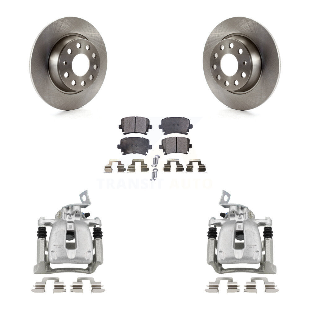 Rear Disc Brake Caliper Rotors And Semi-Metallic Pad Kit For 2008 Volkswagen Passat 2.0L KC8-100541P