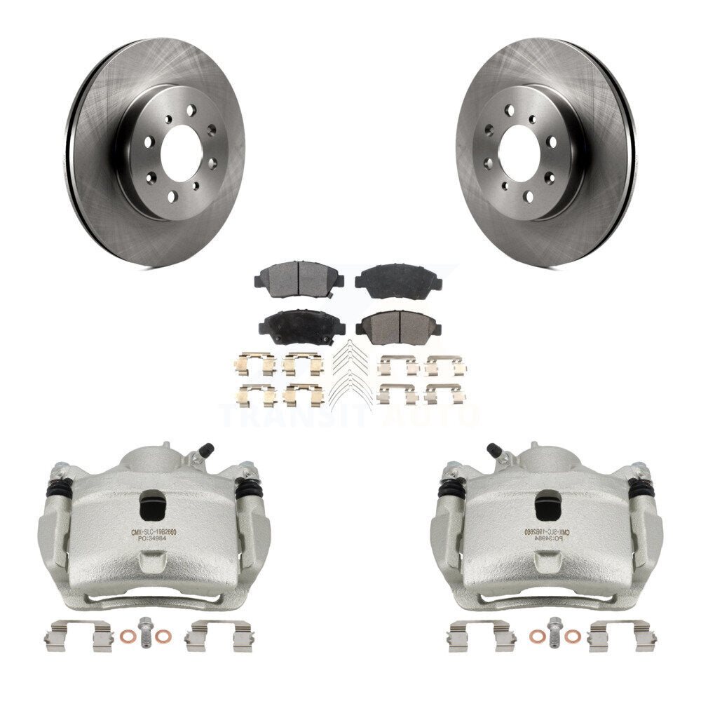 Front Disc Brake Caliper Rotors And Ceramic Pads Kit For 2014 Honda Fit LX Sport DX KC8-100541T