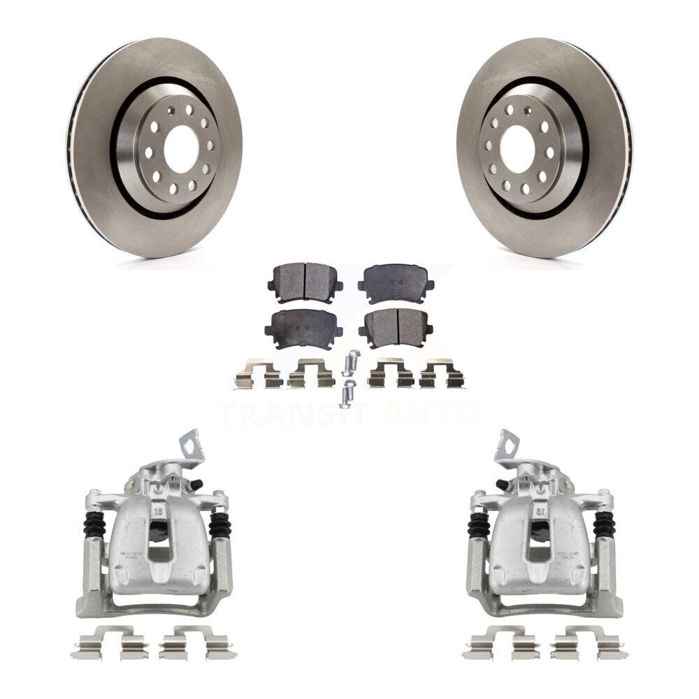 Rear Disc Brake Caliper Rotors And Semi-Metallic Pads Kit For 2009 Volkswagen Passat CC KC8-100542P