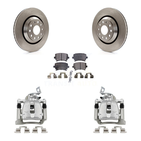 Rear Disc Brake Caliper Rotors And Semi-Metallic Pads Kit For 2009 Volkswagen Passat CC KC8-100542P