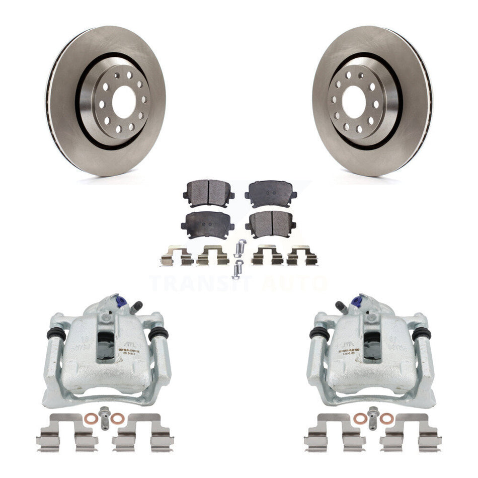 Rear Disc Brake Caliper Rotors And Semi-Metallic Pads Kit For Volkswagen CC Passat KC8-100544P