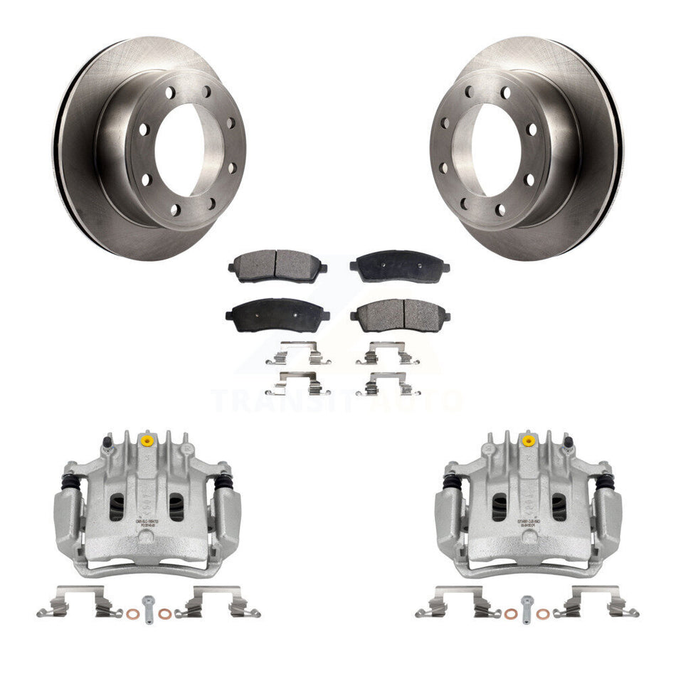 Rear Brake Caliper Rotor Semi-Metallic Pad Kit For Ford F-350 Super Duty F-250 Excursion KC8-100545P