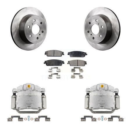 Rear Brake Caliper Rotor & Semi-Metallic Pad Kit For Chevrolet GMC Sierra 1500 Silverado KC8-100549P