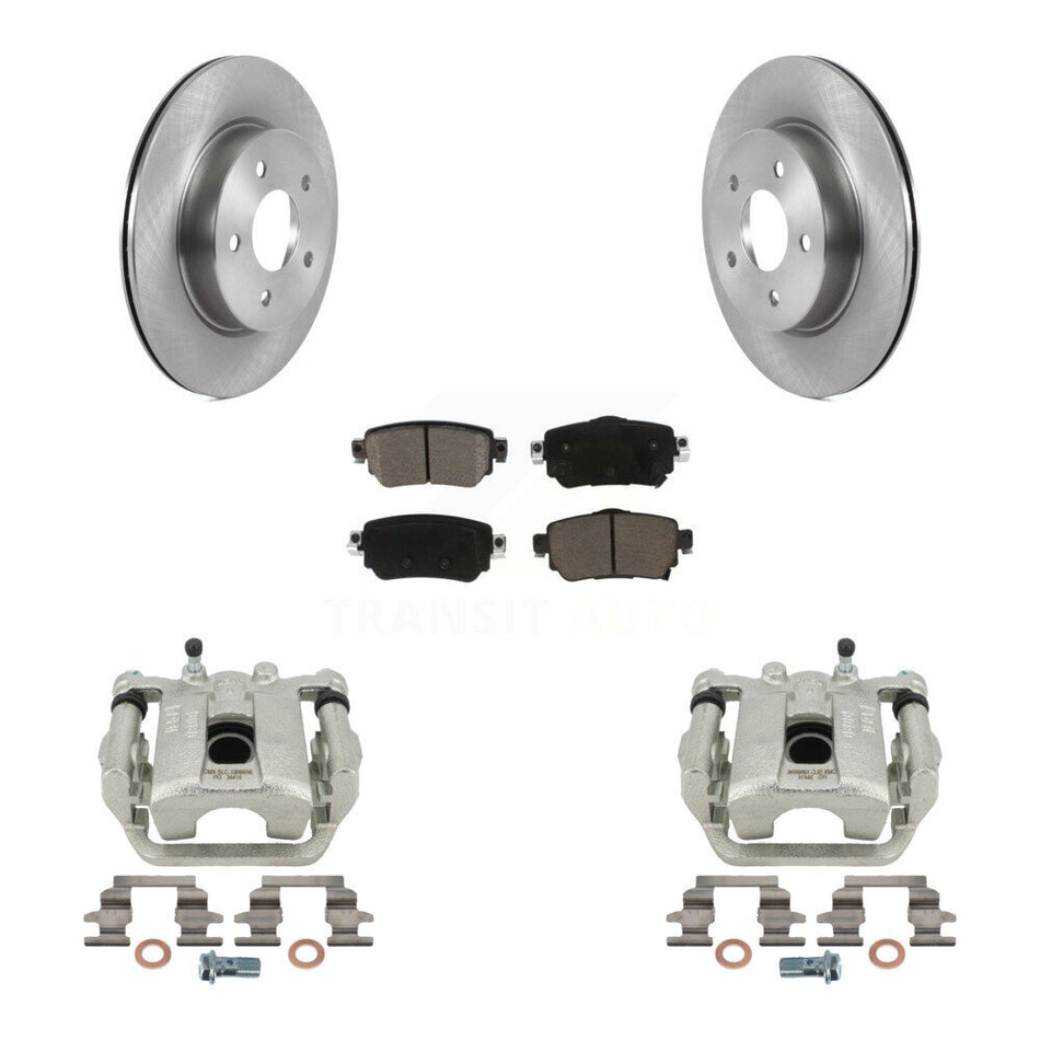 Rear Disc Brake Caliper Rotors And Ceramic Pads Kit For 2018-2019 Nissan Rogue FULL HYBRID EV-GAS (FHEV) engine With Electric Parking KC8-100551C by Transit Auto