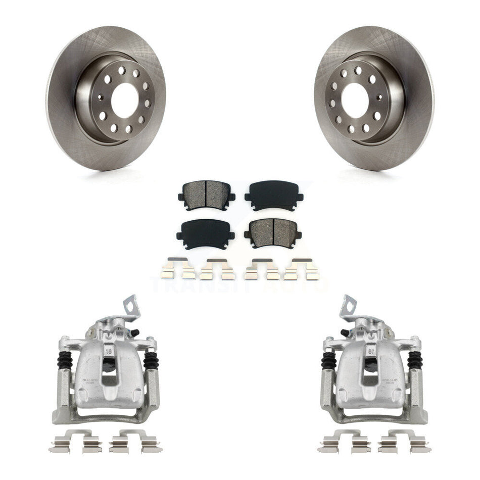 Rear Disc Brake Caliper Rotors And Semi-Metallic Pad Kit For 2008 Volkswagen Passat 2.0L KC8-100551S