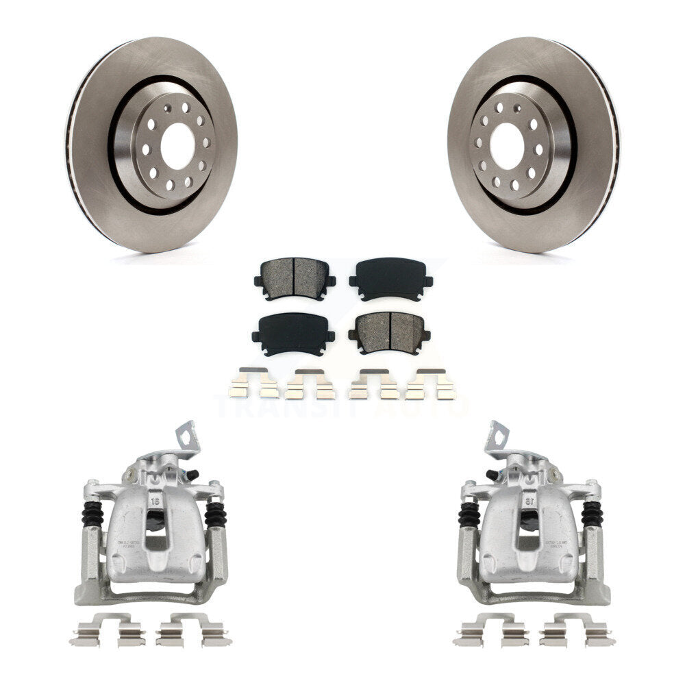 Rear Disc Brake Caliper Rotors And Semi-Metallic Pads Kit For 2009 Volkswagen Passat CC KC8-100552S
