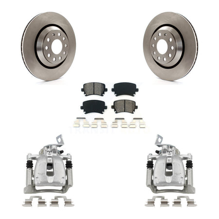 Rear Disc Brake Caliper Rotors And Semi-Metallic Pads Kit For 2009 Volkswagen Passat CC KC8-100552S
