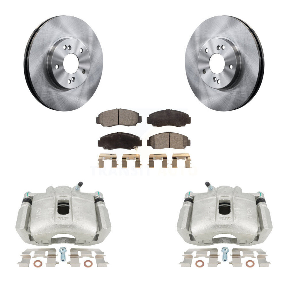 Front Disc Brake Caliper Rotors And Ceramic Pads Kit For 2005-2007 Honda Accord Sedan with 3.0L GAS engine Manual transmission KC8-100552T