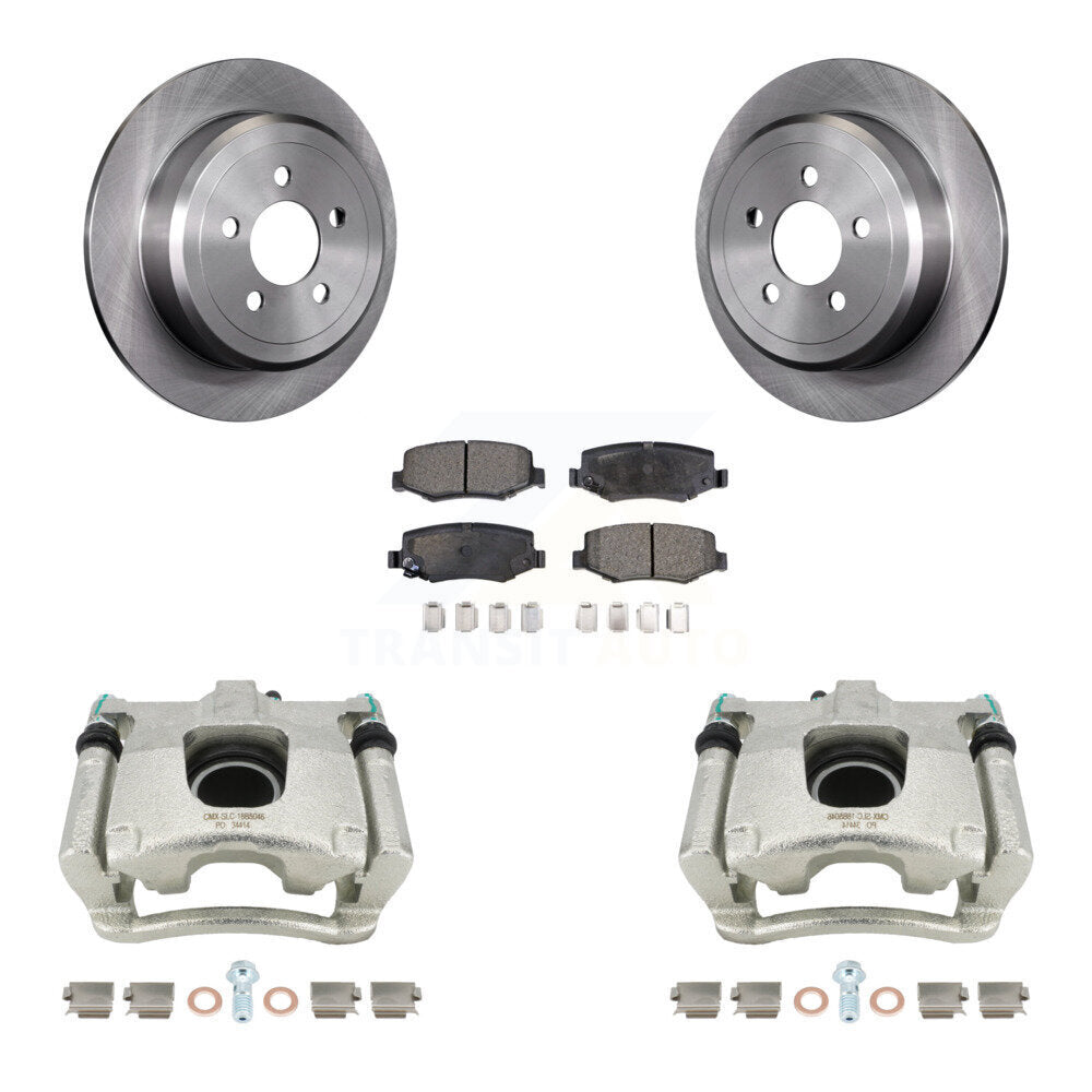 Rear Disc Brake Caliper Rotors And Semi-Metallic Pads Kit For Jeep Liberty Dodge Nitro KC8-100561P by Transit Auto