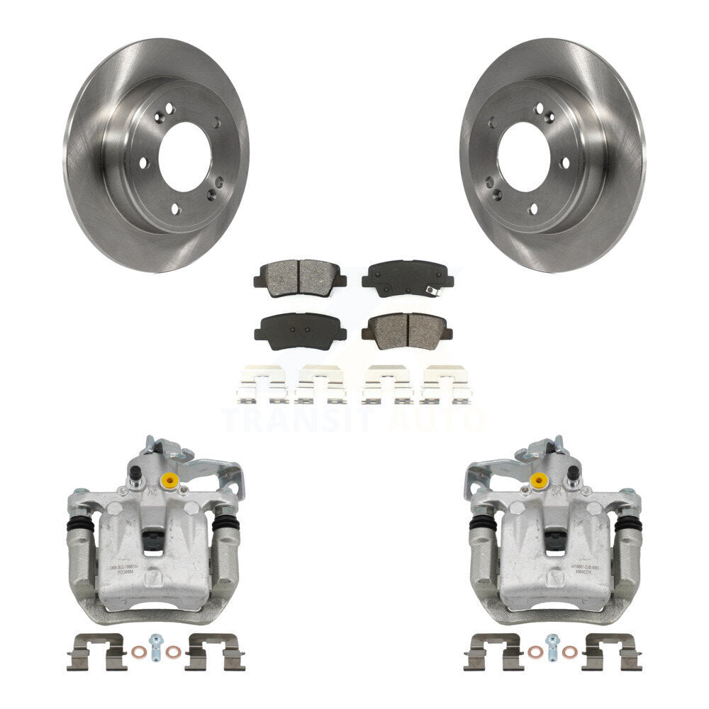 Rear Brake Caliper Rotor Semi-Metallic Pad Kit For Hyundai Elantra GT Kia Forte Veloster KC8-100562S