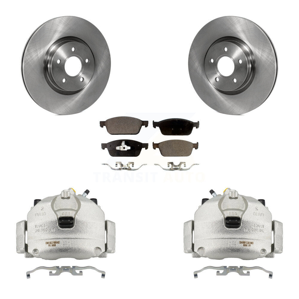 Front Brake Caliper Rotor Ceramic Pad Kit For 13-18 Ford Focus With 320mm Diameter KC8-100565T