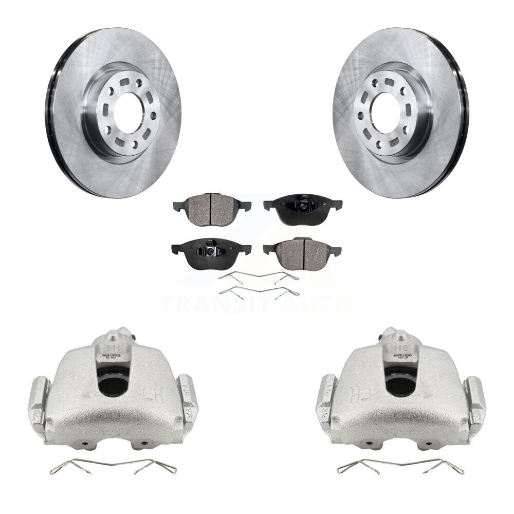 Front Disc Brake Caliper Rotors & Ceramic Pad Kit For 2010 Mazda 3 Sport GS GT with 2.5L KC8-100566T