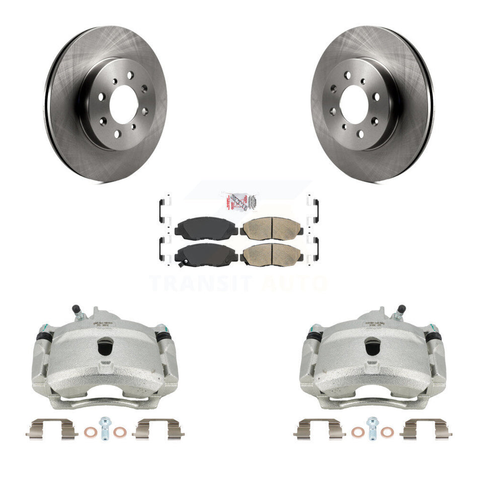 Front Disc Brake Caliper Rotors And Ceramic Pads Kit For Honda Civic KC8-100570N by Transit Auto