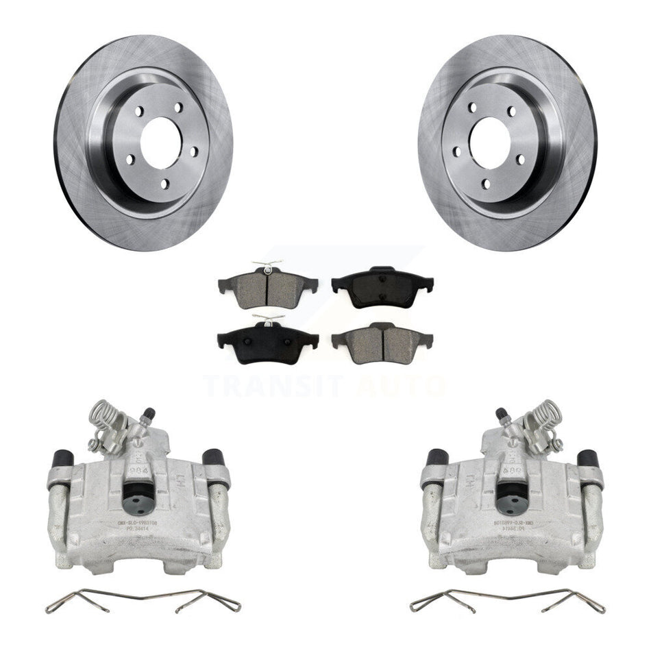 Rear Disc Brake Caliper Rotors And Semi-Metallic Pads Kit For Mazda 5 KC8-100571S by Transit Auto