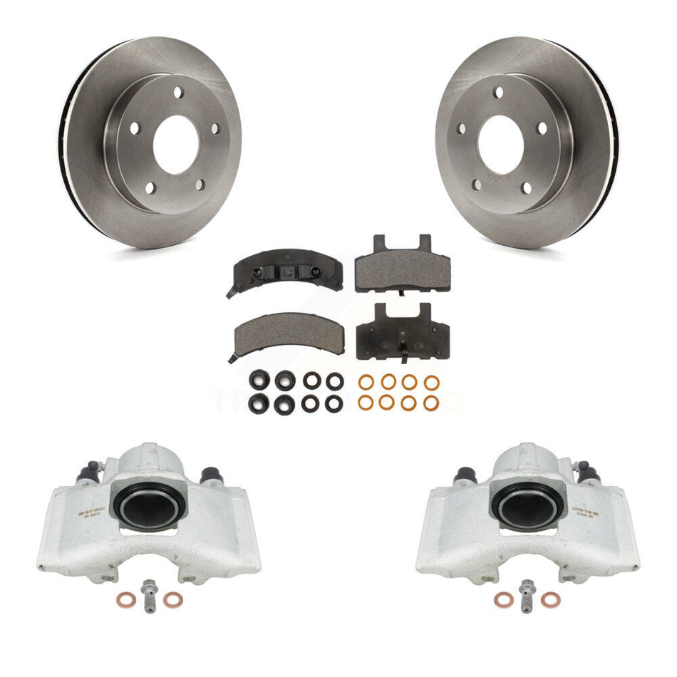 Front Disc Brake Caliper Rotors And Ceramic Pads Kit For 1994-1999 Dodge Ram 1500 4WD KC8-100571T