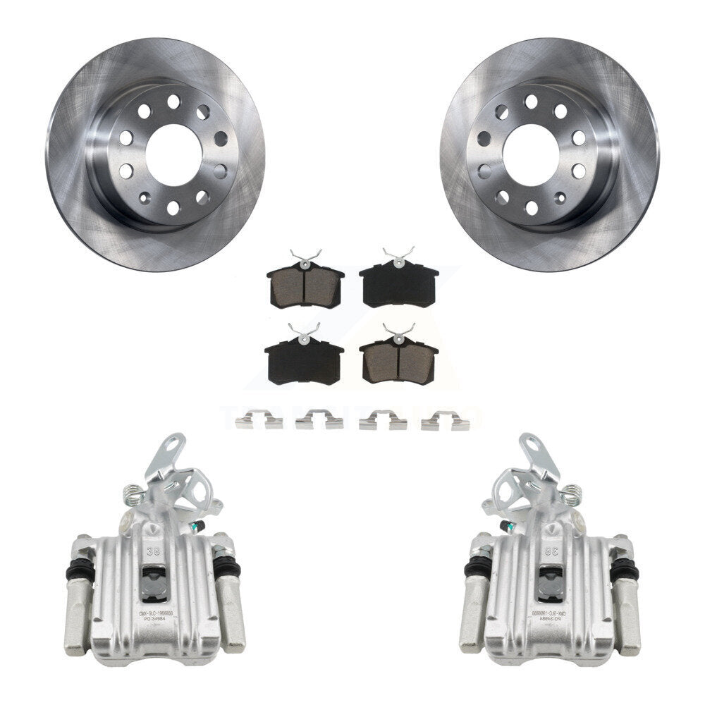 Rear Disc Brake Caliper Rotors And Ceramic Pads Kit For Volkswagen Jetta Beetle Audi A3 KC8-100572C