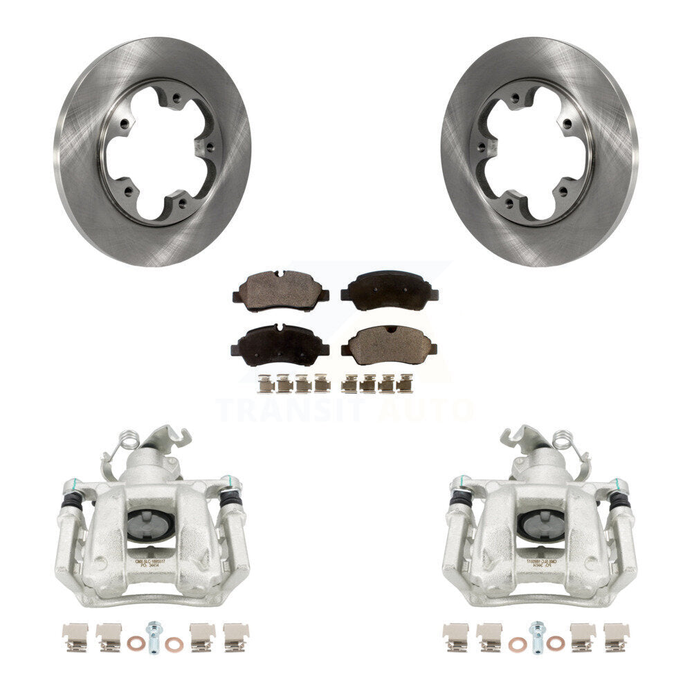 Rear Disc Brake Caliper Rotors Semi-Metallic Pad Kit For Ford Transit-250 Transit-150 HD KC8-100572P