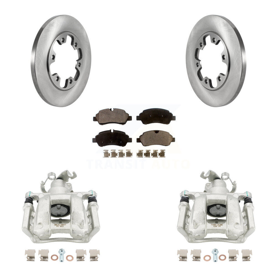 Rear Brake Caliper Rotor Semi-Metallic Pad Kit For Ford Transit-350 HD With 6 Lug Wheels KC8-100573P