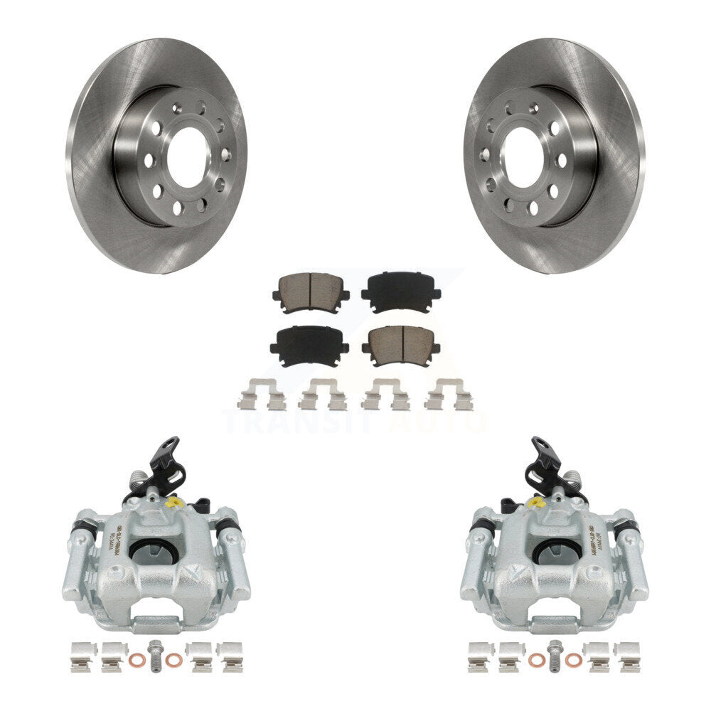 Rear Disc Brake Caliper Rotors And Ceramic Pads Kit For 2010-2013 Audi A3 Quattro With 256mm Diameter Rotor KC8-100575C by Transit Auto