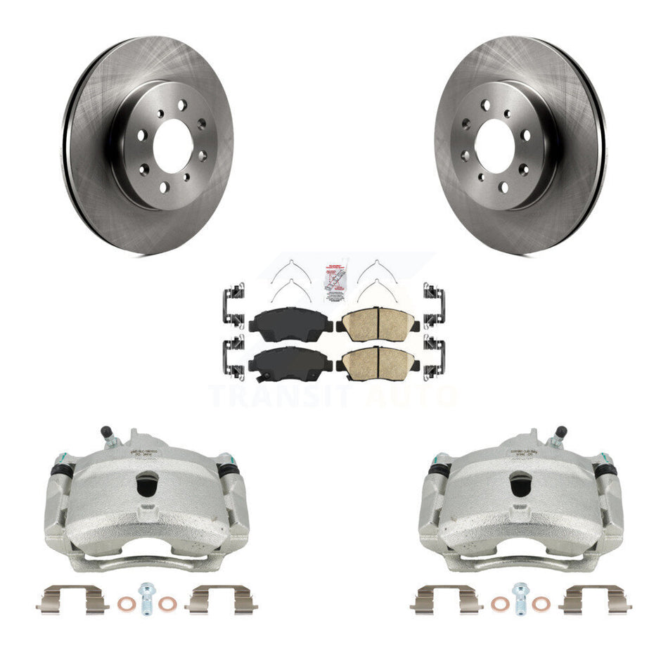 Front Disc Brake Caliper Rotors And Ceramic Pads Kit For 2004-2005 Honda Civic Si with 1.7L With 4 Lug Wheels KC8-100575N