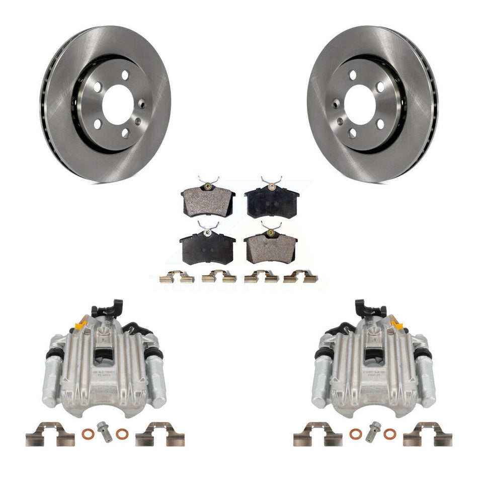 Rear Disc Brake Caliper Rotors And Semi-Metallic Pads Kit For Volkswagen Jetta KC8-100576P