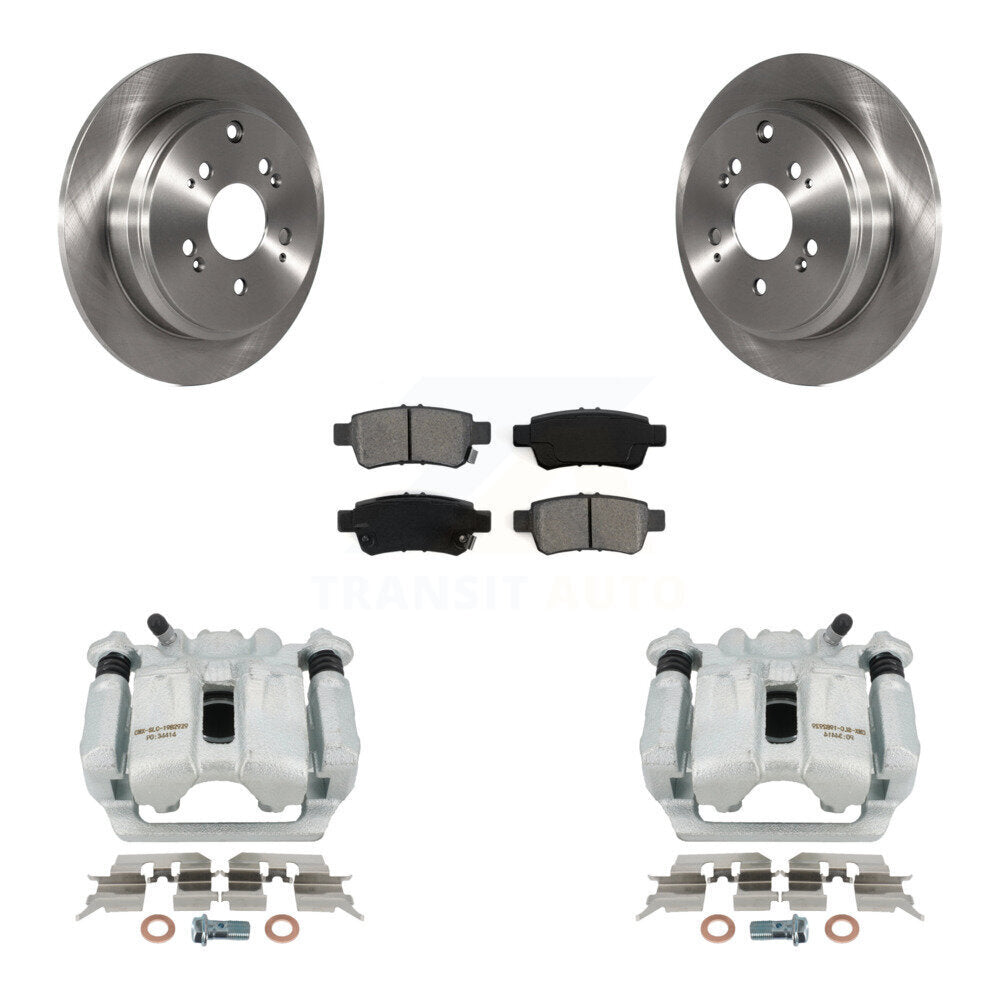 Rear Disc Brake Caliper Rotors And Semi-Metallic Pads Kit For 2005-2010 Honda Odyssey KC8-100579S by Transit Auto