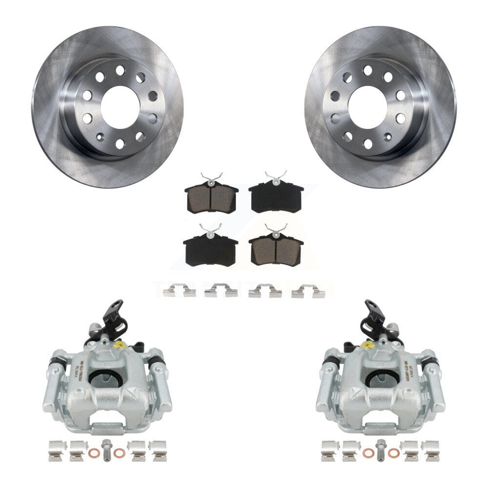 Rear Disc Brake Caliper Rotors And Ceramic Pads Kit For 2010 Audi A3 GAS engine With 253mm Diameter Rotor KC8-100580C by Transit Auto