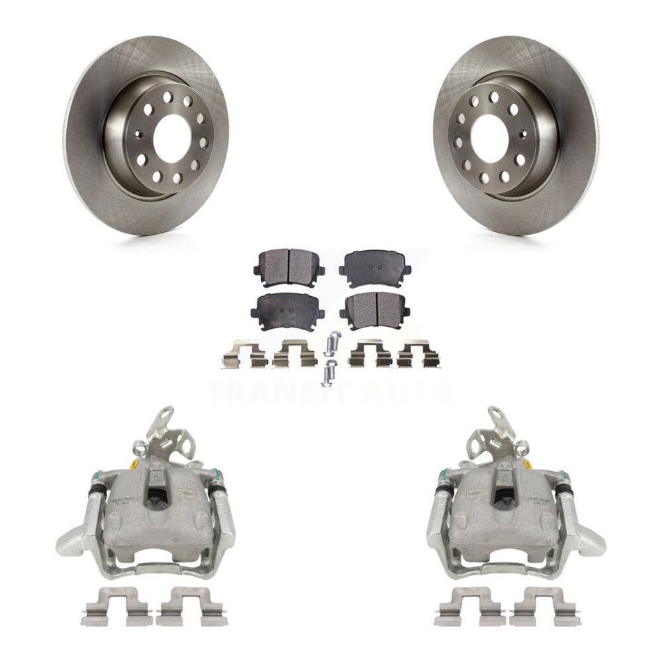Rear Disc Brake Caliper Rotors And Semi-Metallic Pads Kit For Volkswagen Jetta GTI Audi A3 Quattro KC8-100581P