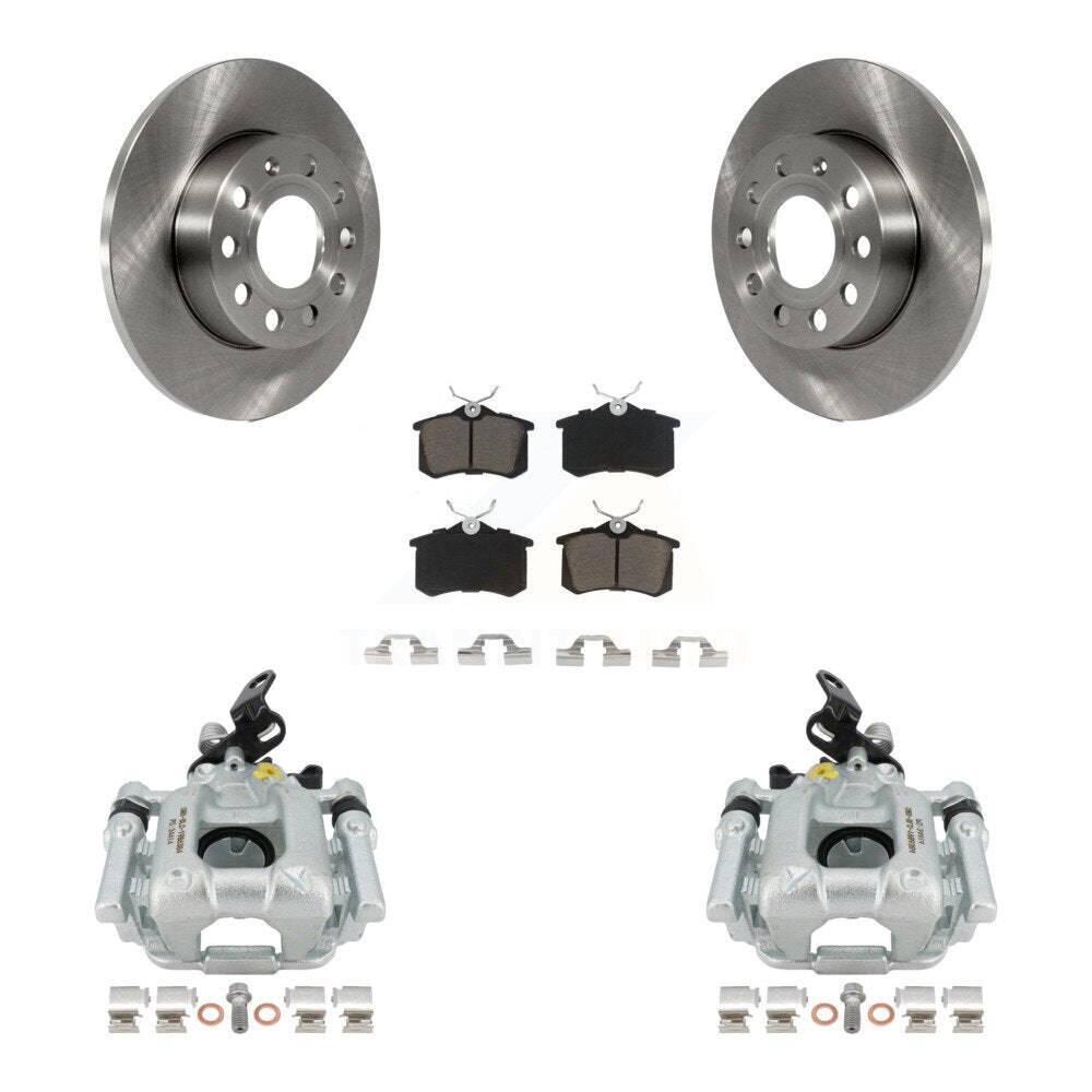 Rear Disc Brake Caliper Rotors And Ceramic Pads Kit For 2011 Volkswagen Golf 2.0L With 256mm Diameter Rotor KC8-100582C by Transit Auto