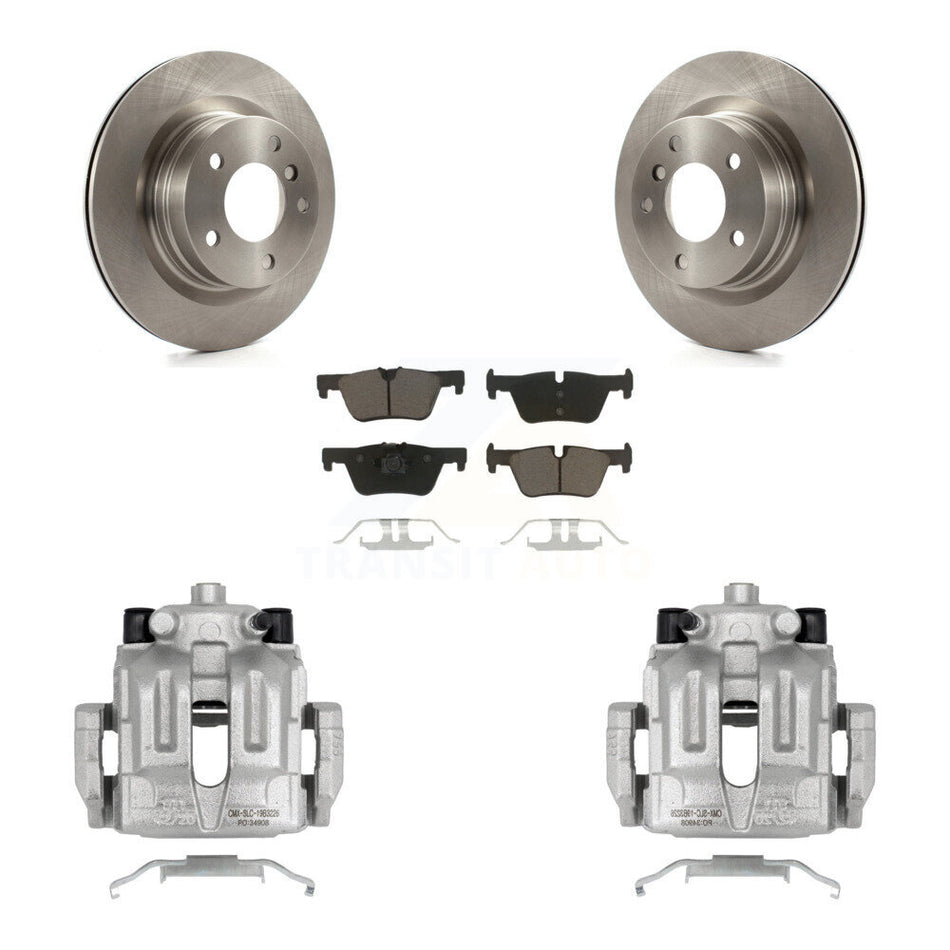 Rear Disc Brake Caliper Rotors And Ceramic Pads Kit For 2012 BMW 328i 2.0L Without Blue Painted Calipers KC8-100589C