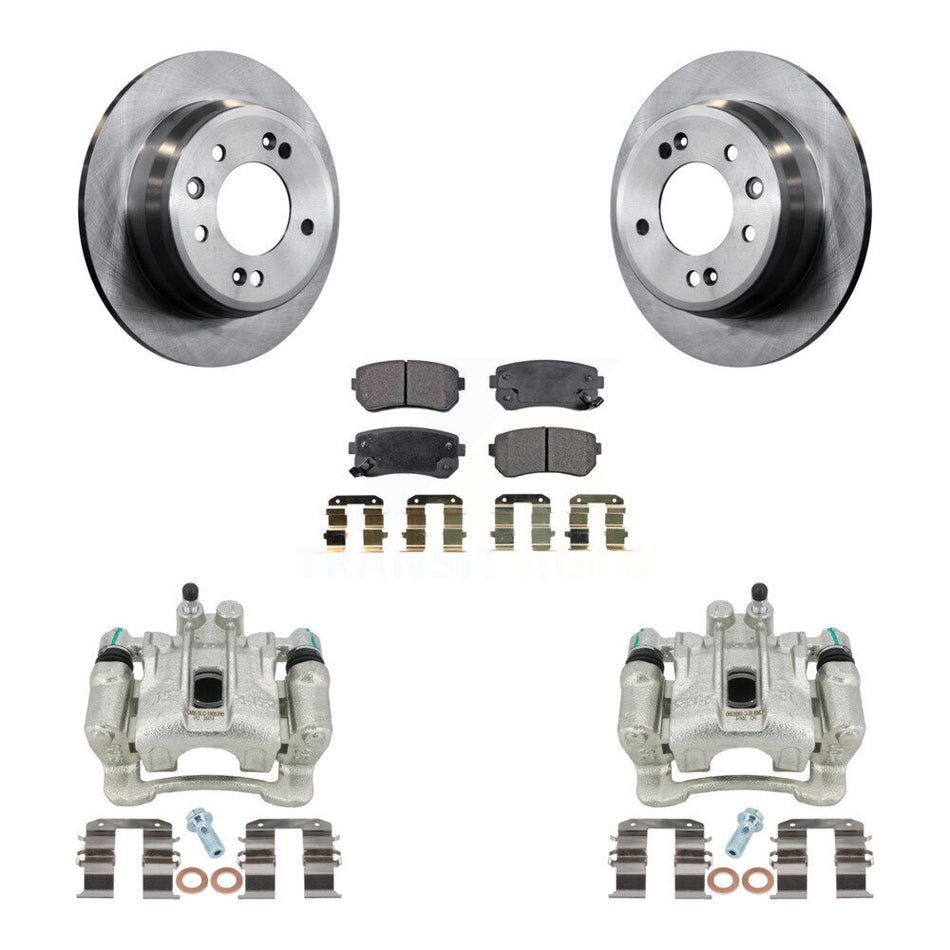 Rear Disc Brake Caliper Rotors And Semi-Metallic Pads Kit For Hyundai Tucson Kia Sportage FWD KC8-100590P by Transit Auto