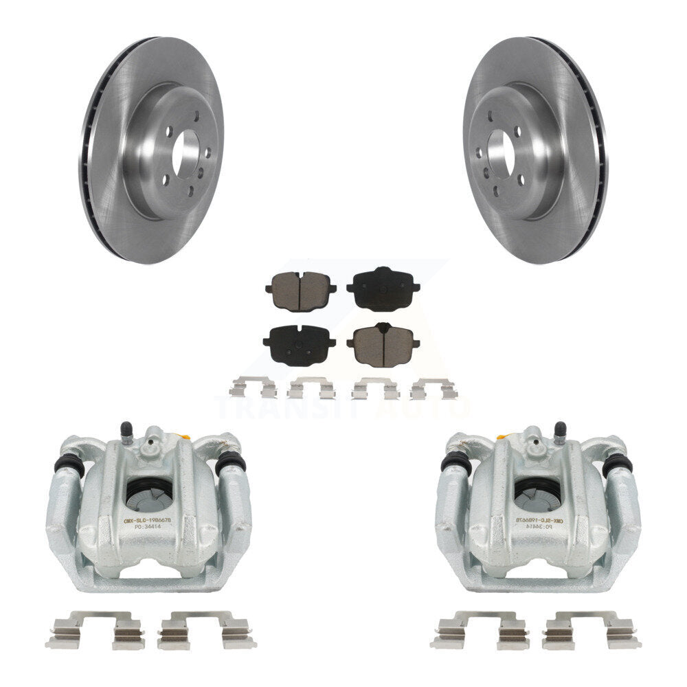 Rear Disc Brake Caliper Rotors And Ceramic Pads Kit For 2011-2013 BMW 535i Sedan With 345mm Diameter Rotor KC8-100592C by Transit Auto