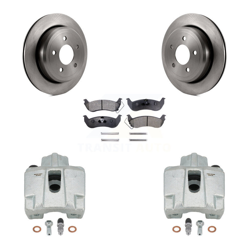 Rear Disc Brake Caliper Rotors And Semi-Metallic Pads Kit For Ford Crown Victoria Mercury Grand Marquis Marauder KC8-100593P by Transit Auto