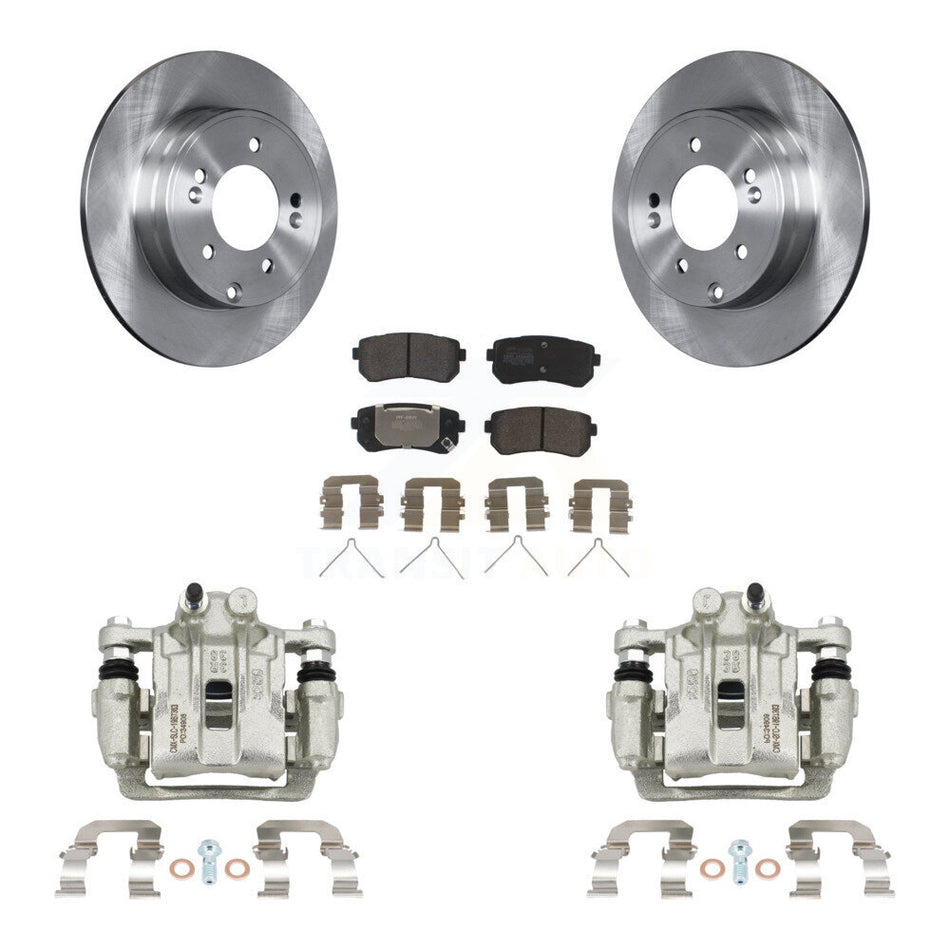 Rear Disc Brake Caliper Rotors And Semi-Metallic Pads Kit For Hyundai Sonata Kia Optima KC8-100594P