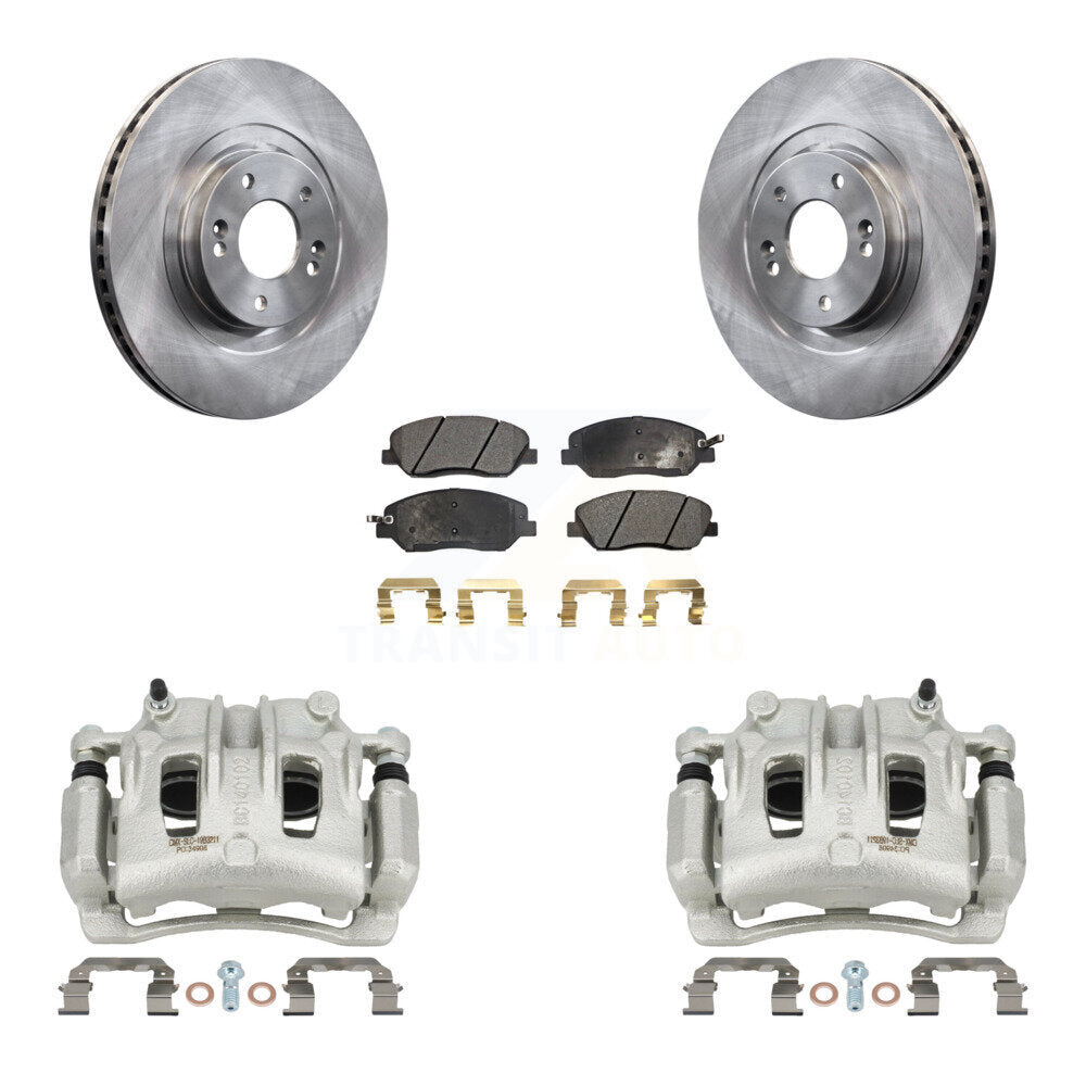 Front Disc Brake Caliper Rotors & Ceramic Pad Kit For 2013-2016 Hyundai Santa Fe XL 3.3L KC8-100600T