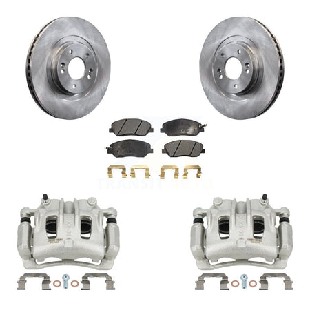 Front Disc Brake Caliper Rotors & Ceramic Pad Kit For 2013-2016 Hyundai Santa Fe XL 3.3L KC8-100600T