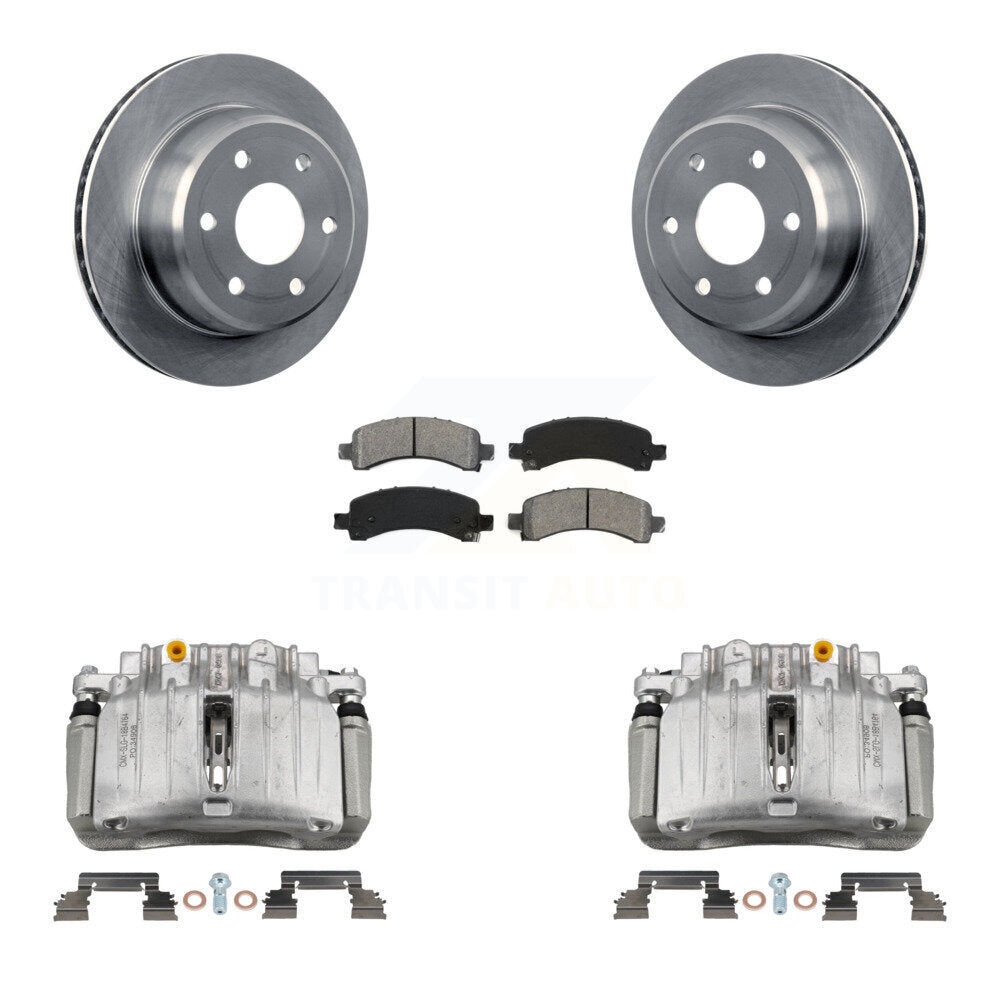 Rear Brake Caliper Rotor Semi-Metallic Pad Kit For GMC Yukon Chevrolet Tahoe XL 1500 RWD KC8-100602S