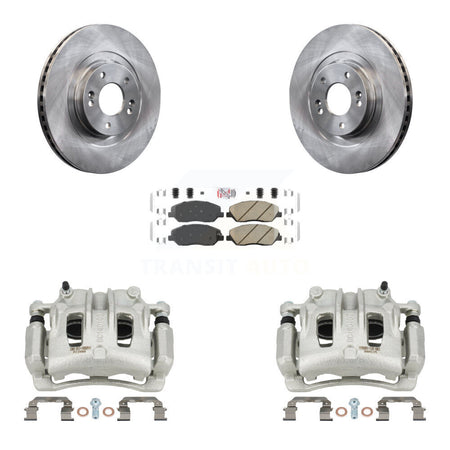 Front Disc Brake Caliper Rotors & Ceramic Pad Kit For 2013-2016 Hyundai Santa Fe XL 3.3L KC8-100603N