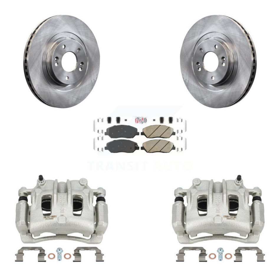 Front Disc Brake Caliper Rotors & Ceramic Pad Kit For 2013-2016 Hyundai Santa Fe XL 3.3L KC8-100603N
